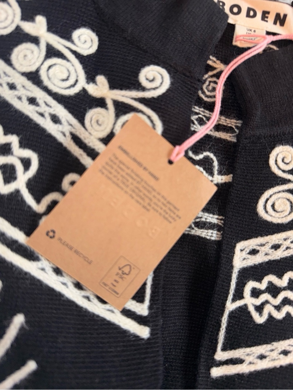 Boden Embroidered Black & Cream Boxy Jacket - Picture 3 of 4